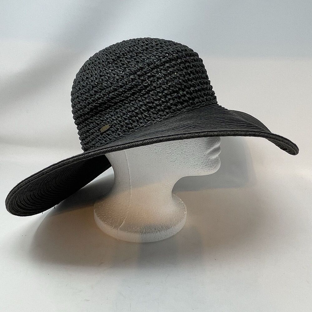 Scala Collezione Wide Brim Sun Hat Women’s Black Packable - Picture 2 of 11